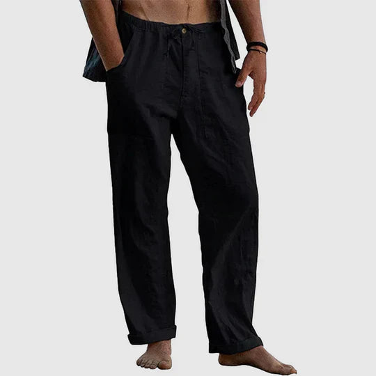 Women's linen casual pants relaxed fit drawstring waist breathable lightweight comfort everyday wear