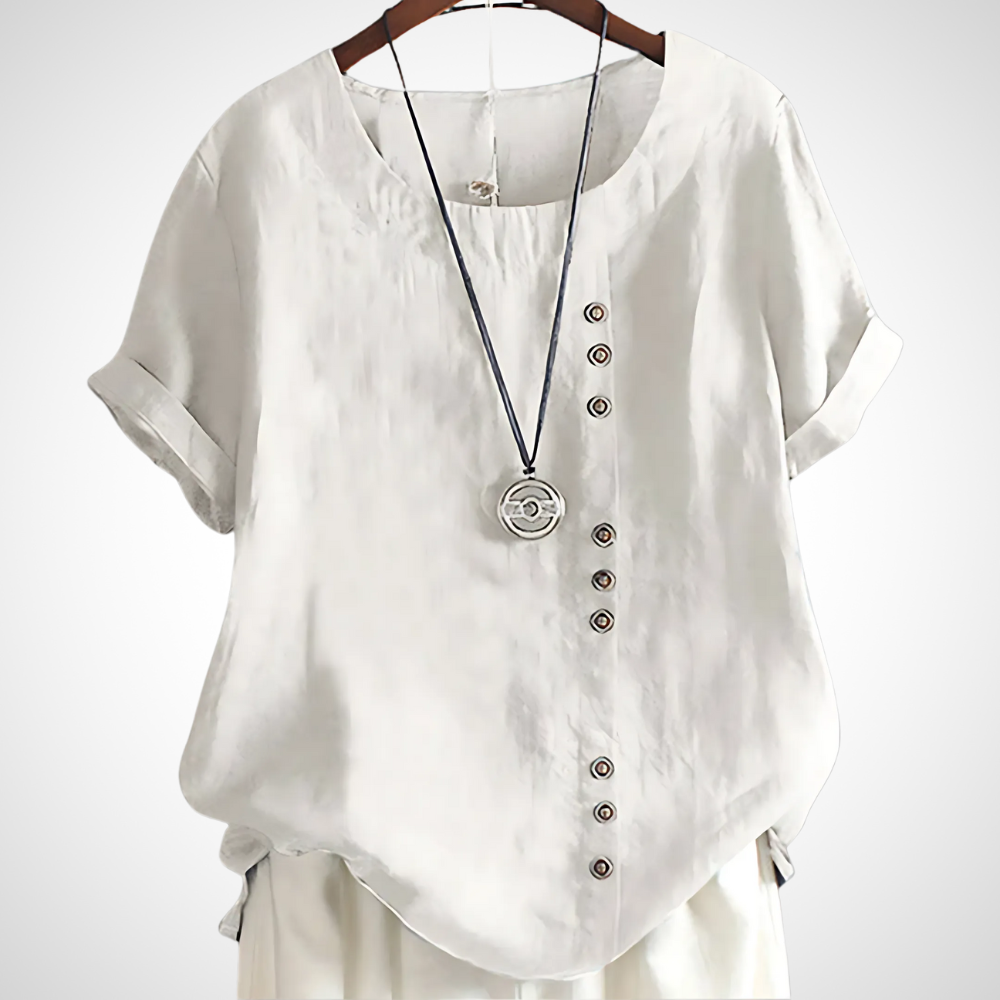 Women's elegant airy blouse Sonia lightweight breathable artisanal fabric warm-weather refined silhouette