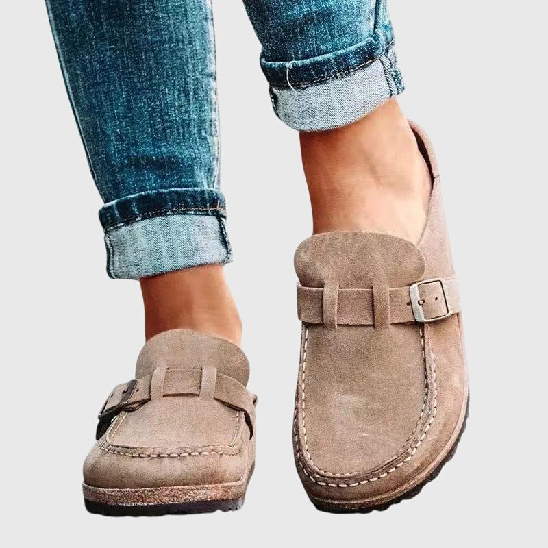 Casual slip-on buckle loafer shoes cushioned sole classic stitch detailing all-day comfort