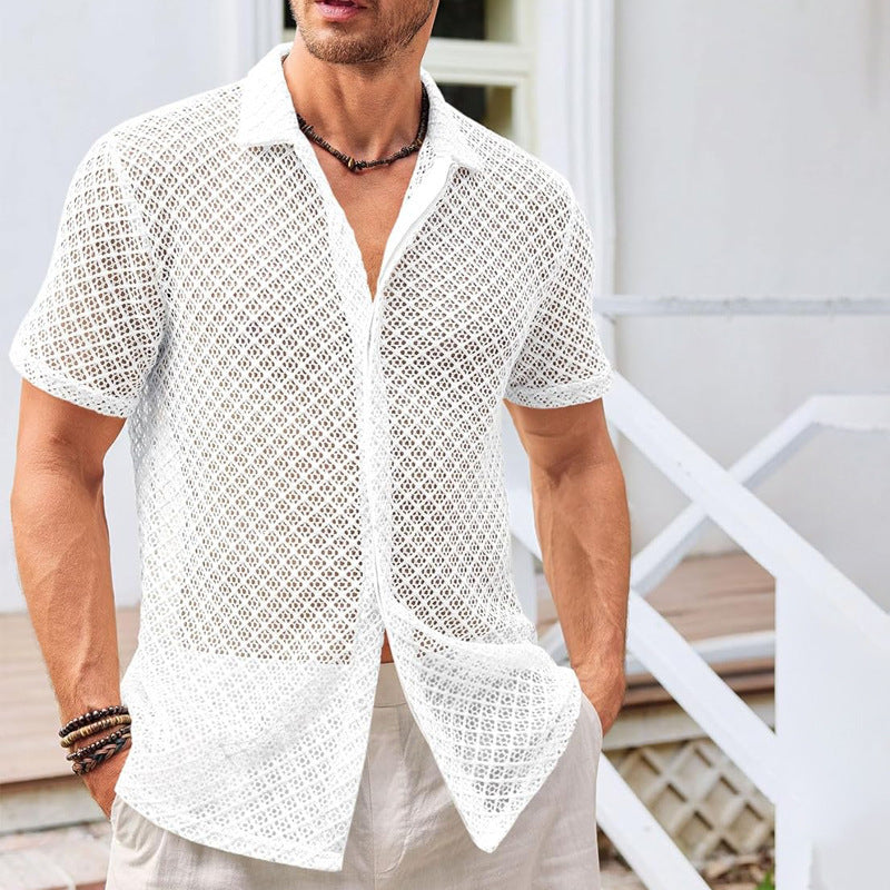 Men's breathable mesh summer shirt lightweight soft fabric stylish urban fit for work and on the go