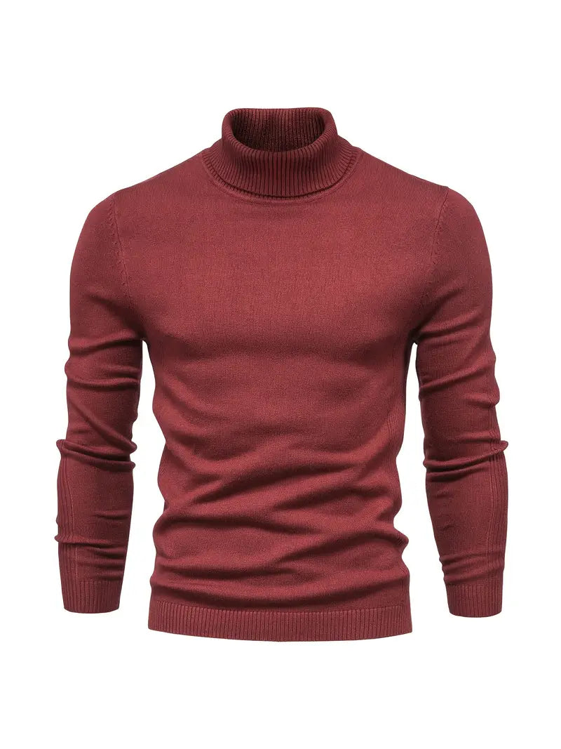 Men's slim fit turtleneck sweater long sleeve high neck layering essential for warmth and style