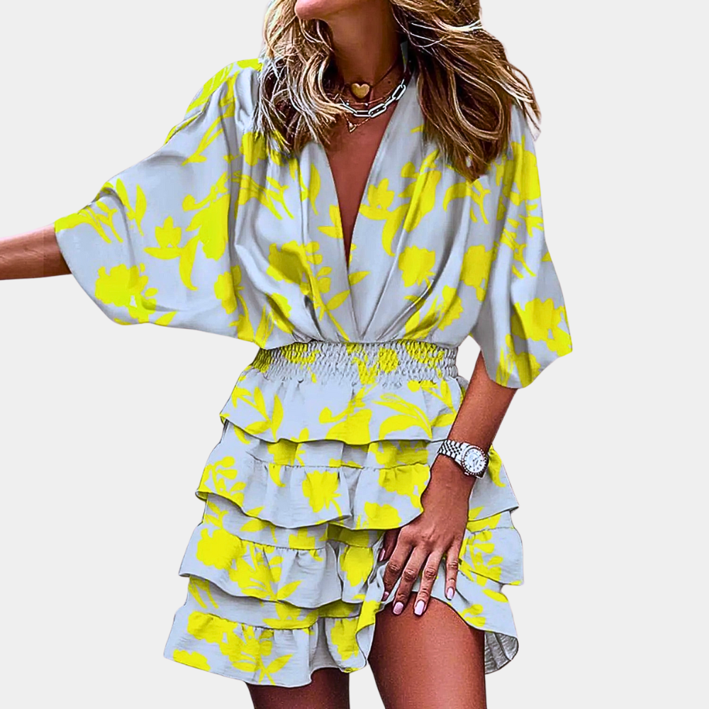 Josette women's short fluid dress in chic casual style with flattering drape for everyday to evening
