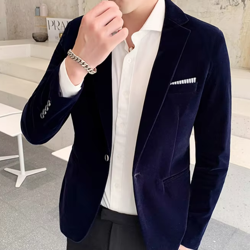 Hugo slim fit men's blazer tailored silhouette single button closure modern confident style