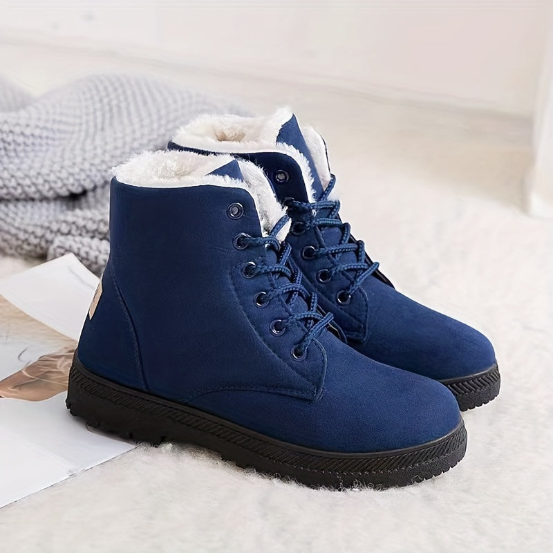 Women's ankle boots black warm-lined non-slip sole winter cold weather everyday comfort
