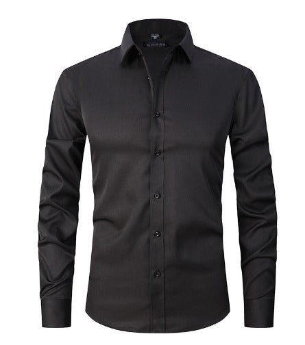Men's white stretch dress shirt wrinkle-resistant slim fit with elastane blend for all-day mobility