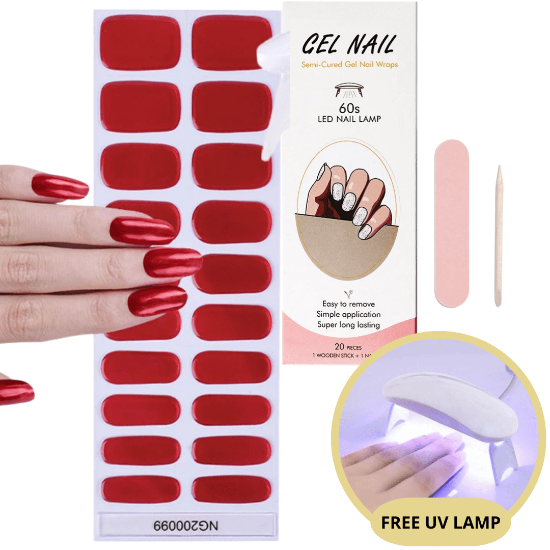 Gel nail sticker kit with UV lamp for beginners delivering salon-quality long-lasting manicure at home