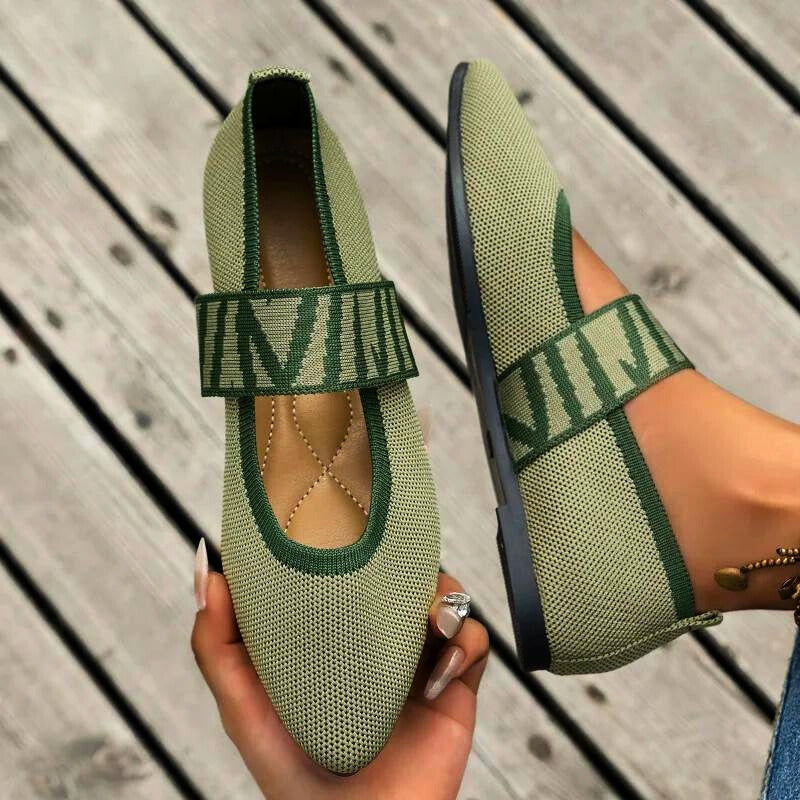 Women's canvas flats with orthopedic footbed, elastic secure fit, comfort everyday style