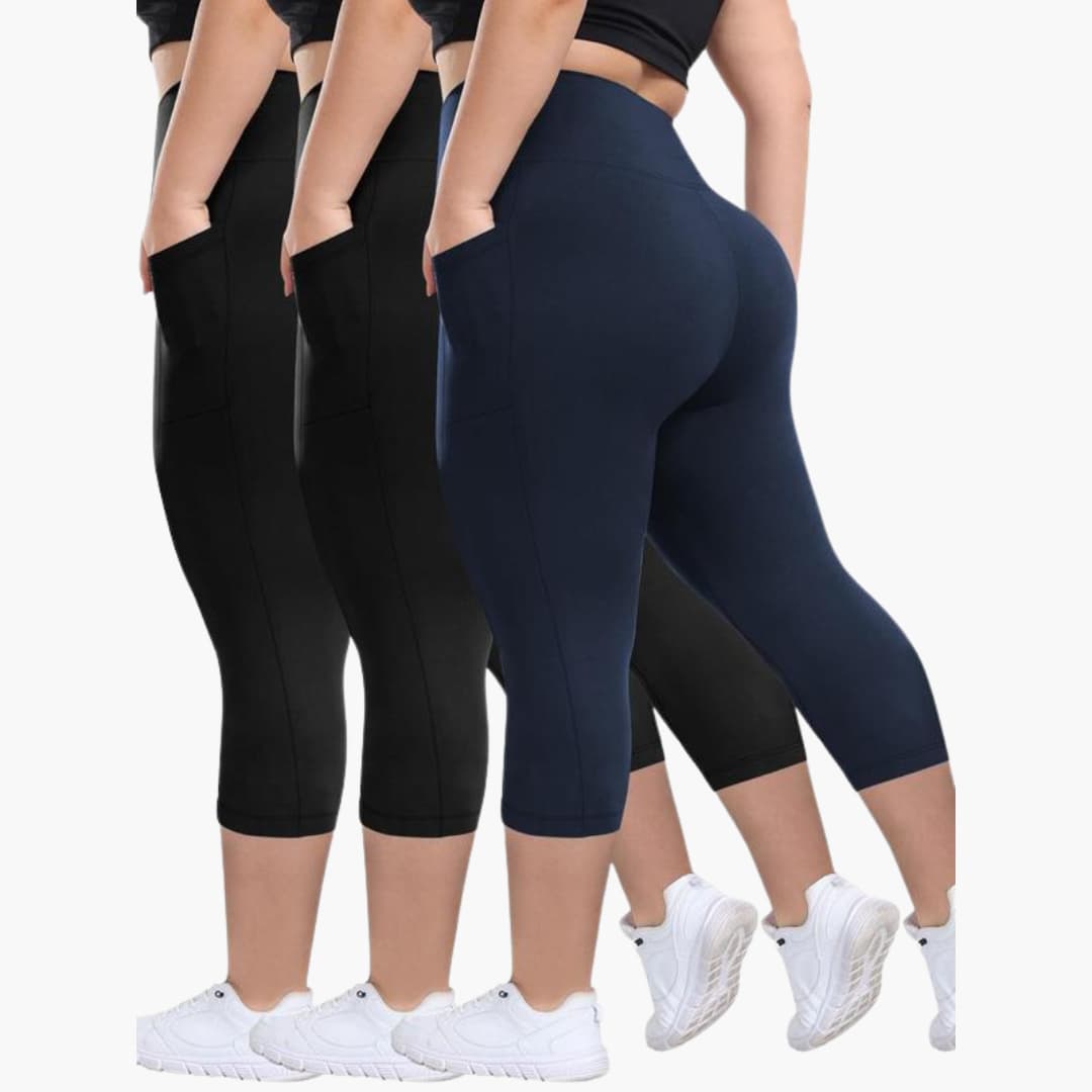 Women's high-waist capri leggings set breathable stretchy fabric sleek silhouette all-day comfort