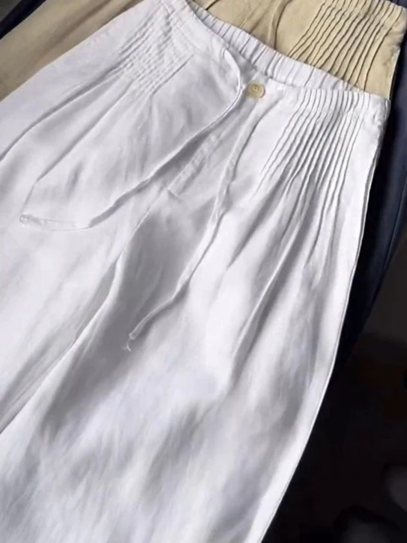 Women's relaxed wide-leg drawstring pants comfortable everyday fit with elastic waistband contemporary silhouette