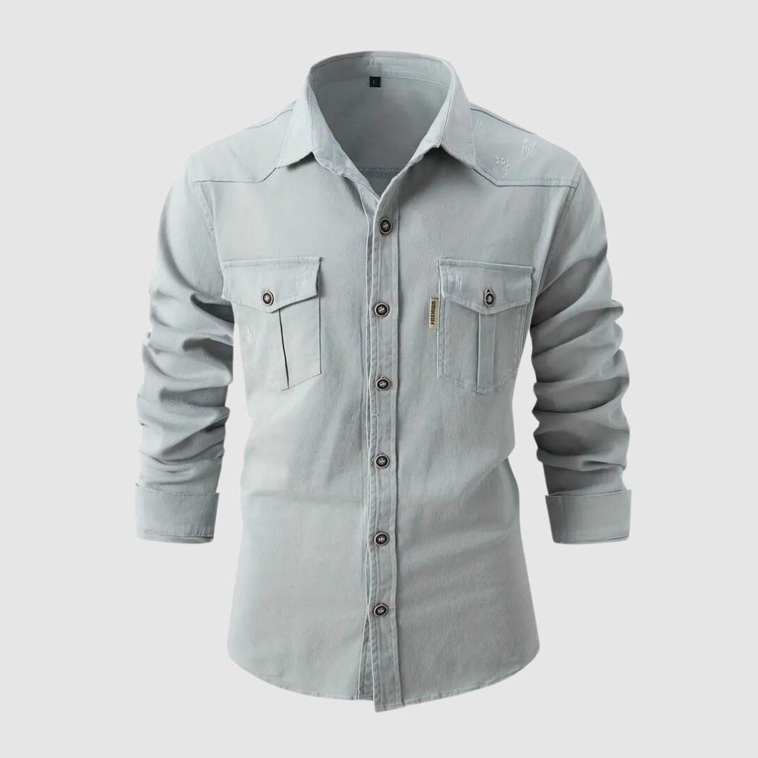 Ryan men's casual cotton shirt modern fit breathable everyday versatile light blue button-up