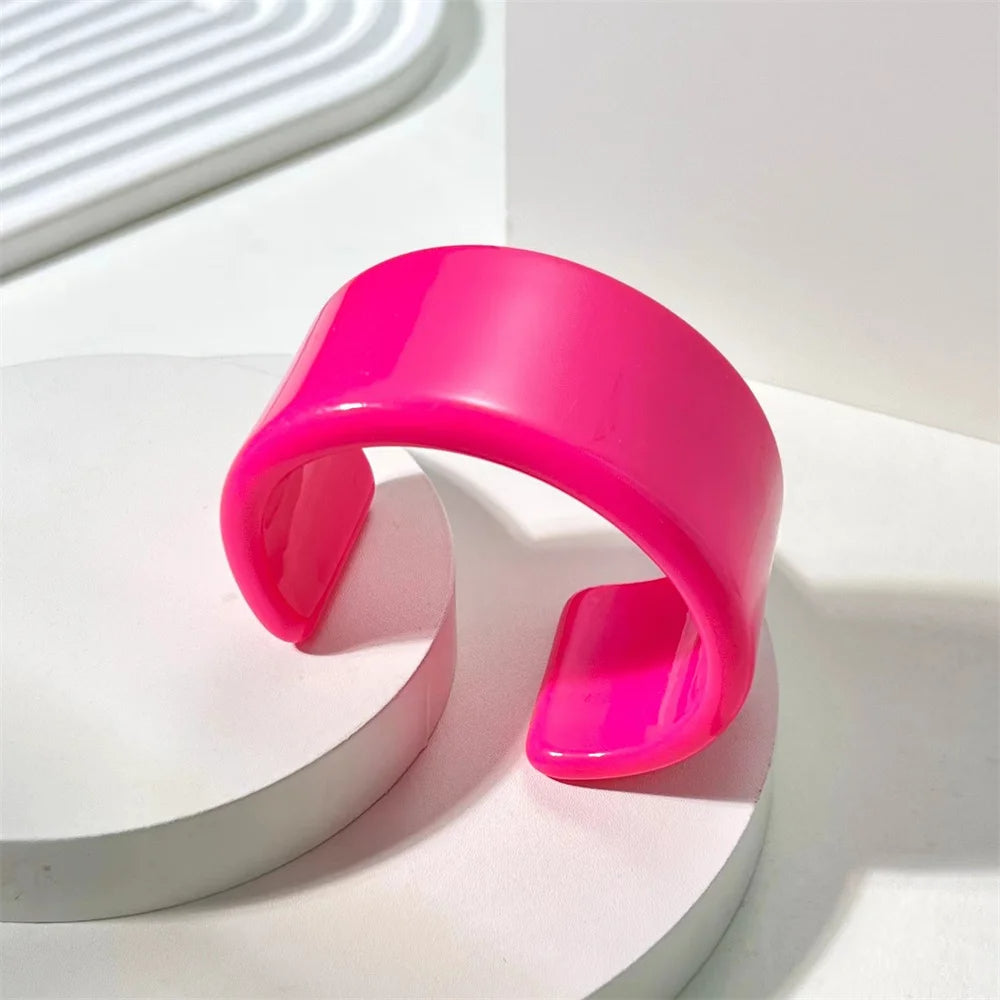Glossique acrylic bangle ultra-smooth high-shine stackable minimalist cuff bracelet featherlight bold