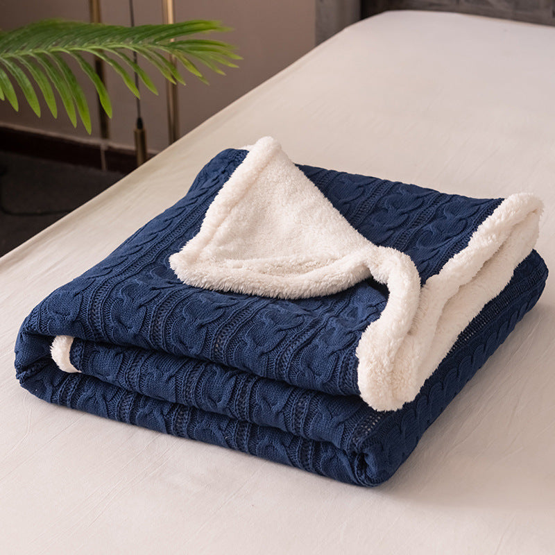 Cream cable knit sherpa throw blanket reversible dual-texture ultra-soft cozy wrap for cold nights
