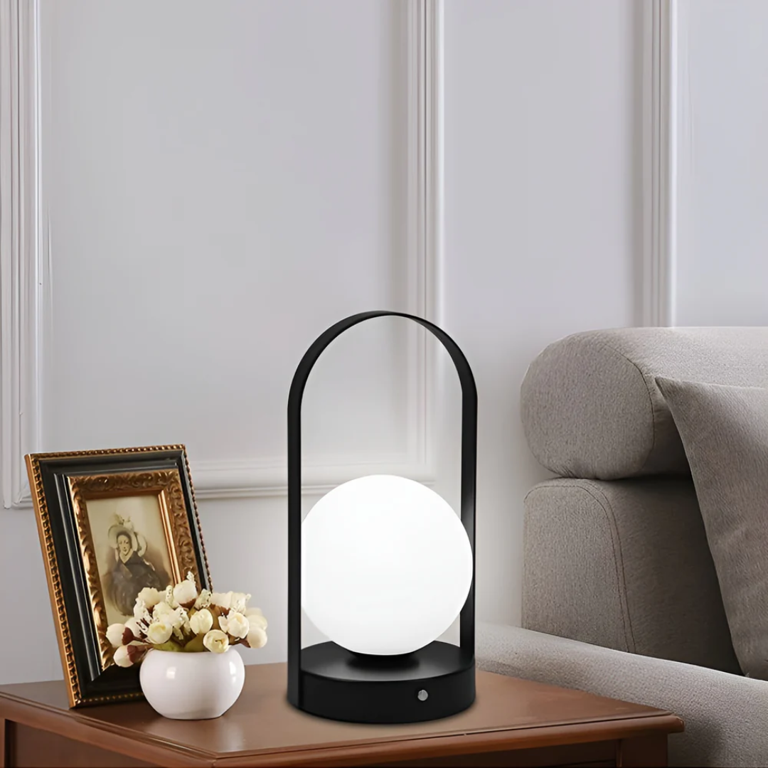 Cindor rechargeable wireless table lamp black gold white modern elegant ambient lighting living room