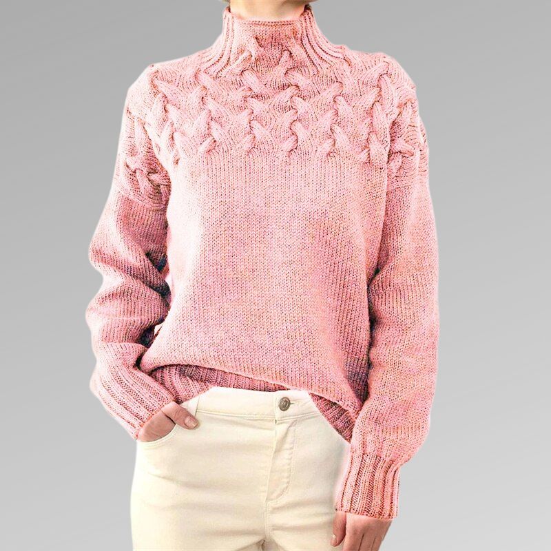 Boxy fit rollneck sweater neutral tone unisex cozy premium knit elegant office-ready silhouette
