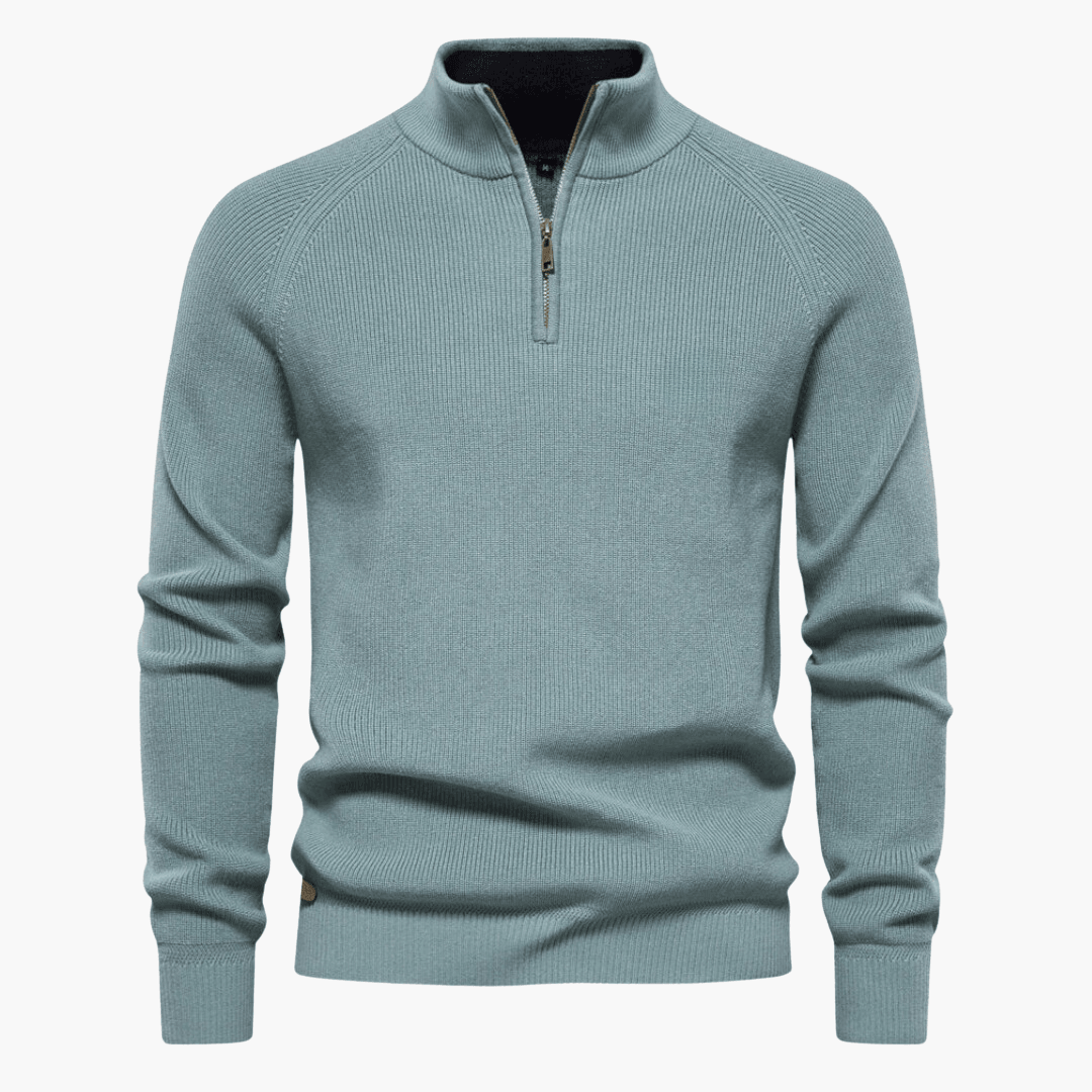 Men's slim-fit knitted sweater neutral tone soft premium wool blend for office and casual wear