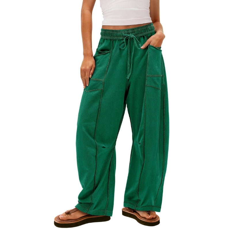 Women's barrel sweatpants high rise relaxed fit soft breathable fabric for travel and lounge