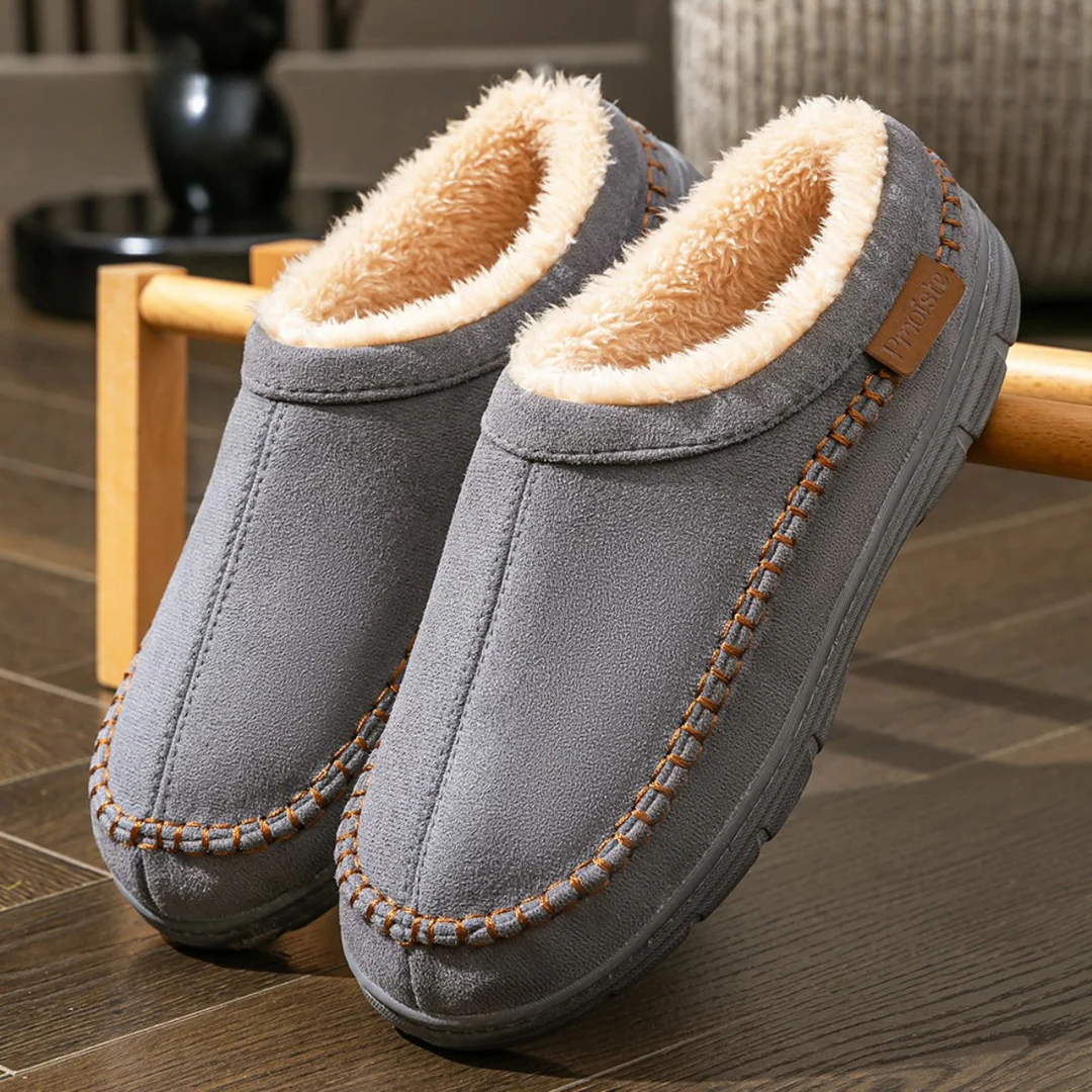Jack cozy plush slippers neutral fleece-lined slip-on with cushioned supportive sole for home comfort