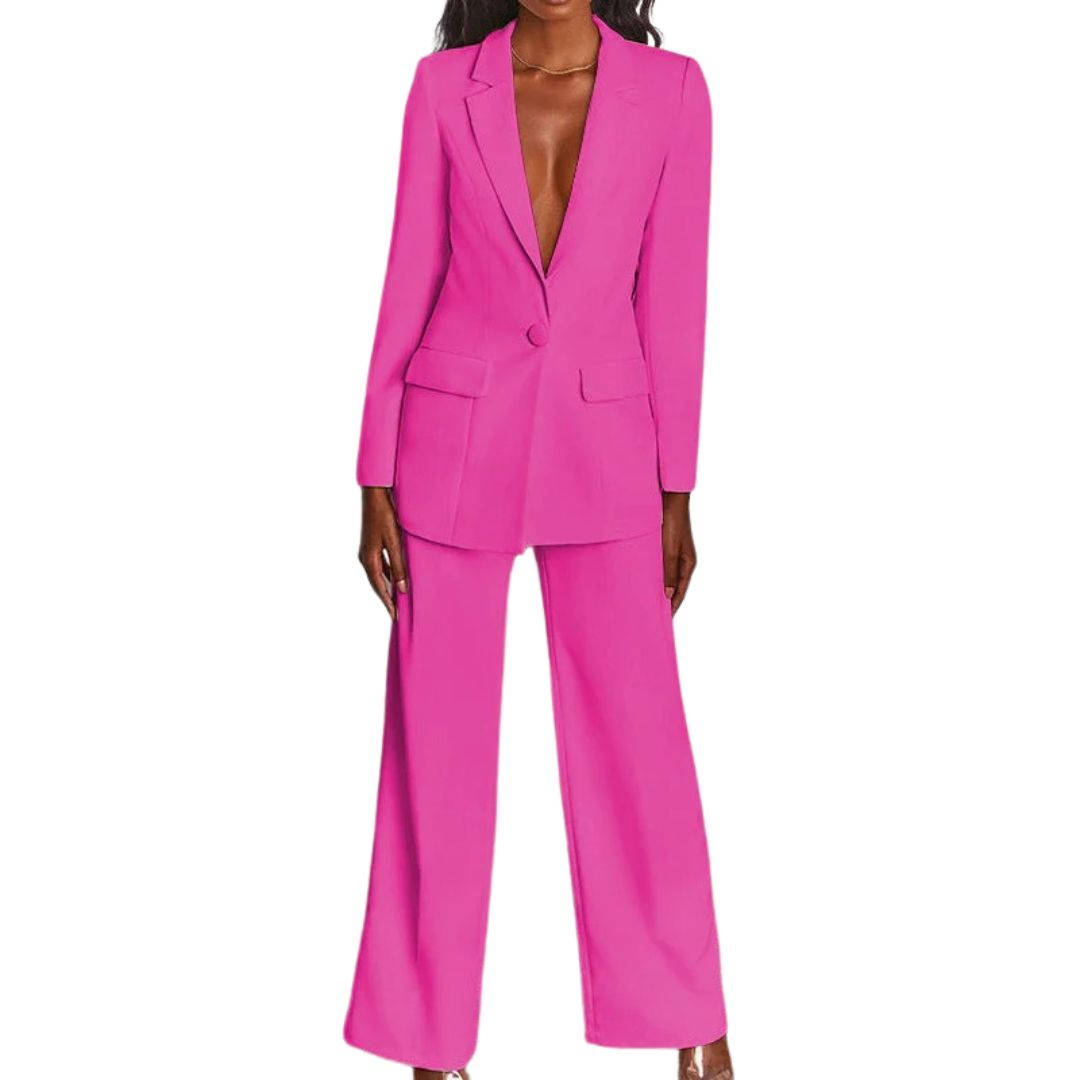 Women's elegant modern office work suit polyester-spandex blend comfortable professional two-piece set