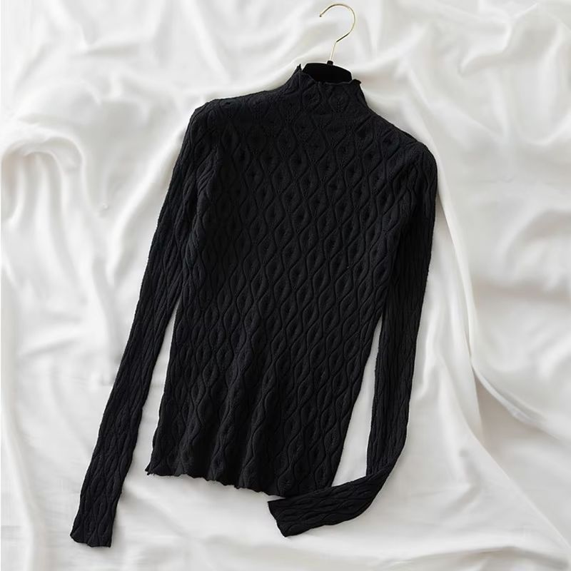 Moiré cashmere turtleneck sweater slim tailored fit lightweight warmth everyday polished silhouette