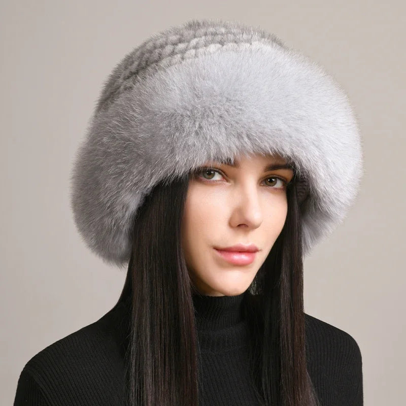 Valentina women's genuine mink fur hat warm insulated lining soft plush luxury winter accessory