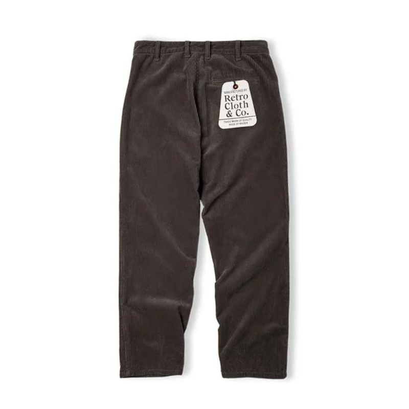 Men's retro wide-leg corduroy trousers vintage style with elastic waistband and practical pockets