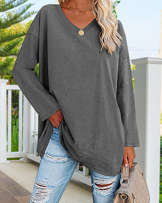 Women's white V-neck long sleeve blouse soft breathable fabric fitted silhouette office casual wear