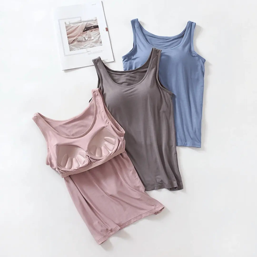 Women's light bra tank top with built-in support, soft breathable fabric for yoga and everyday wear