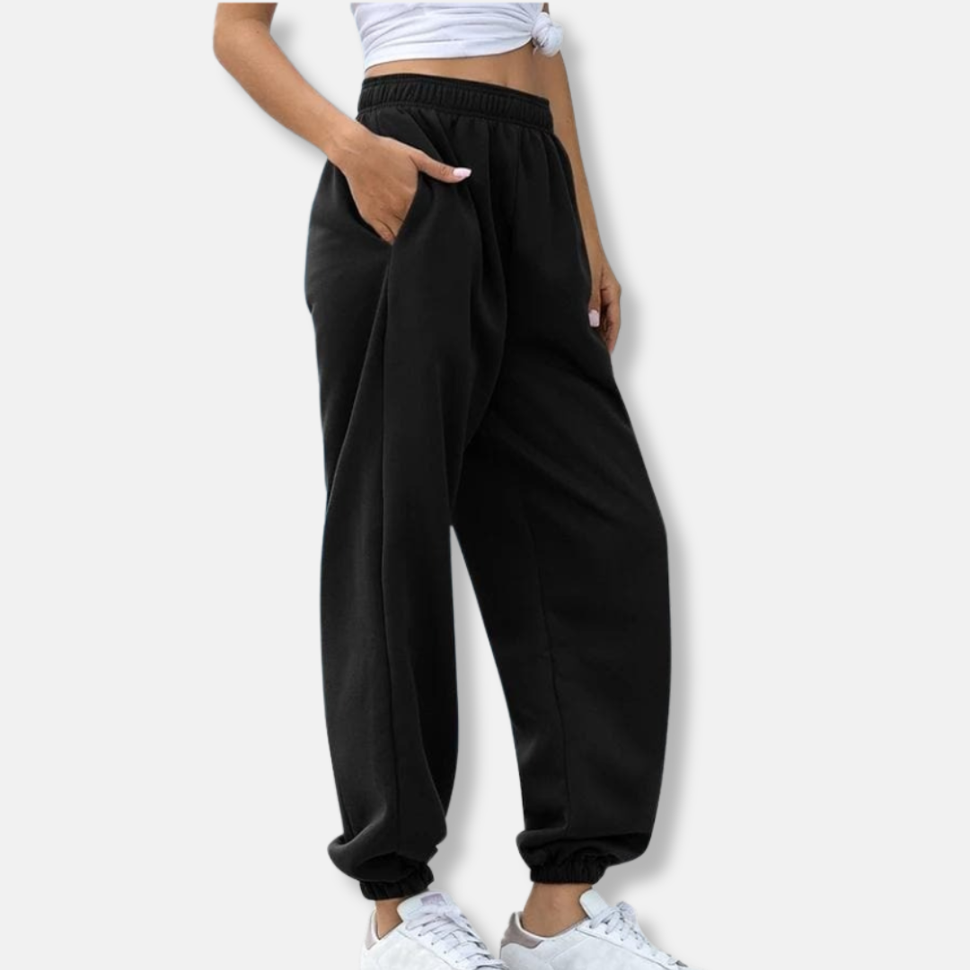 Women's relaxed fit jogger pants ankle length elastic waistband practical pockets casual style