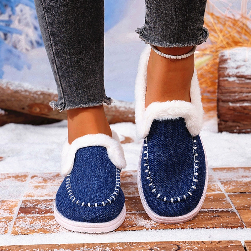 Snova slip-on loafers brown suede fur-lined winter slippers with snow-grip outsole