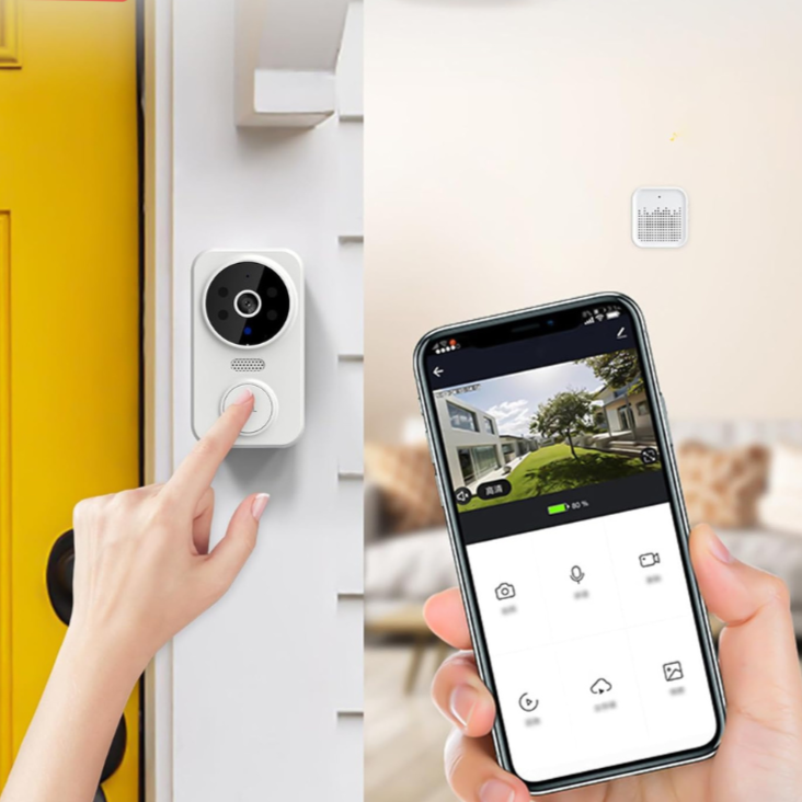 Smart WiFi doorbell with camera and alarm - HD security - White design - Urbann-Vibe