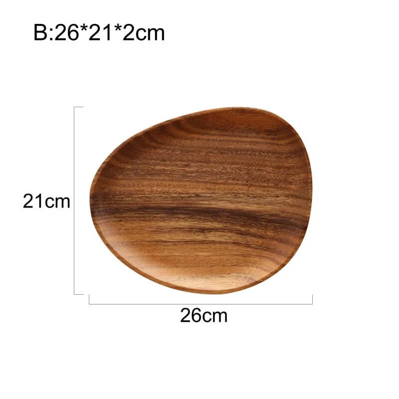 Minimalist acacia wood serving tray organic oval shape natural grain home entertaining decor