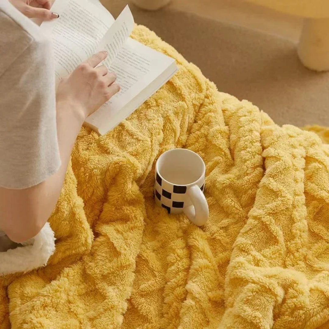 Thick fluffy winter blanket ultra-cozy cold nights bedroom sofa easy care warm soft comfort