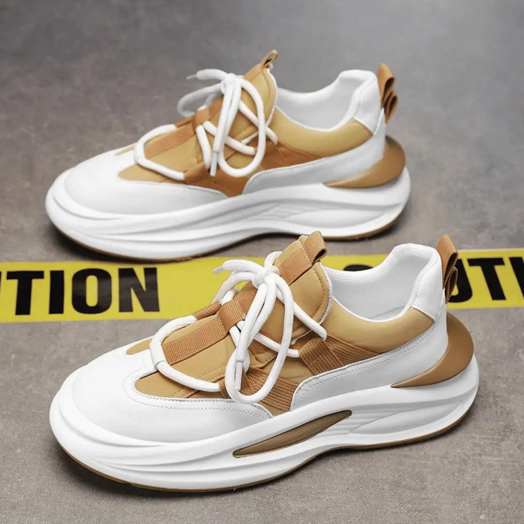 Enzo Ferrara low-profile two-tone breathable mesh luxury sneakers for smart-casual urban style