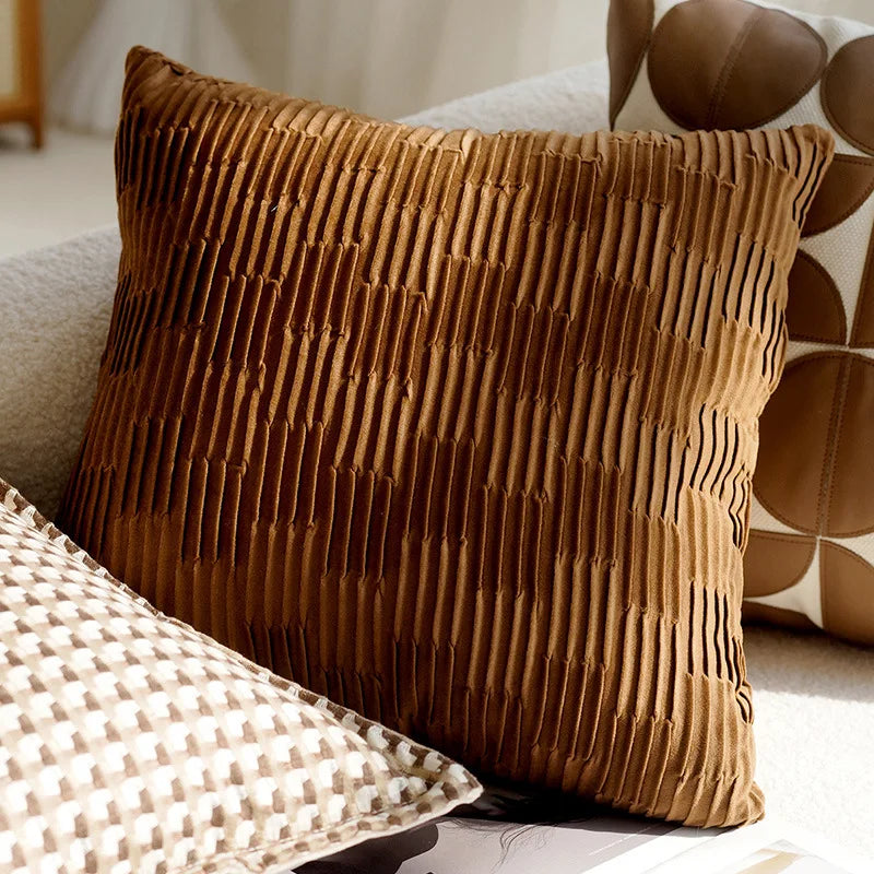 Textured throw cushion cover abstract pattern soft cotton-poly blend 18x18 modern home décor