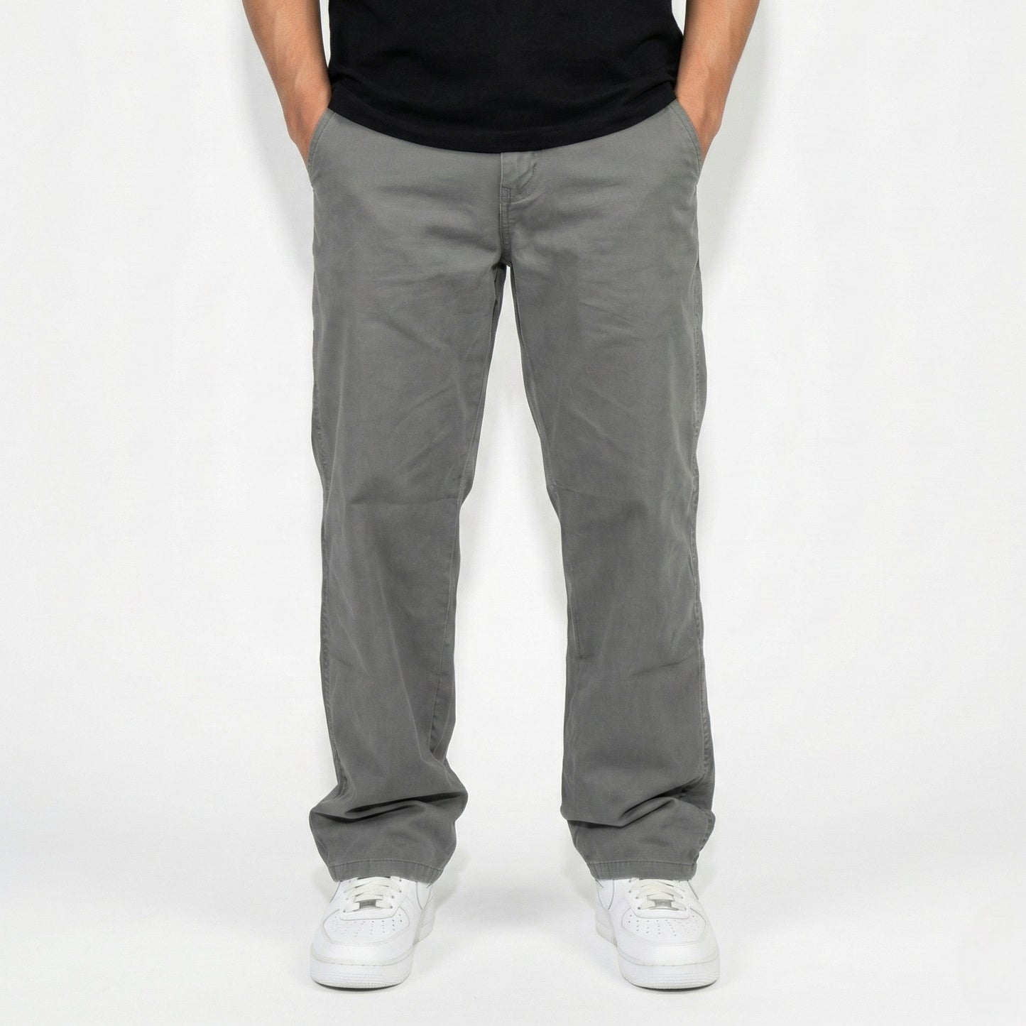Men's relaxed fit chino trousers elastic waistband breathable cotton blend casual everyday comfort