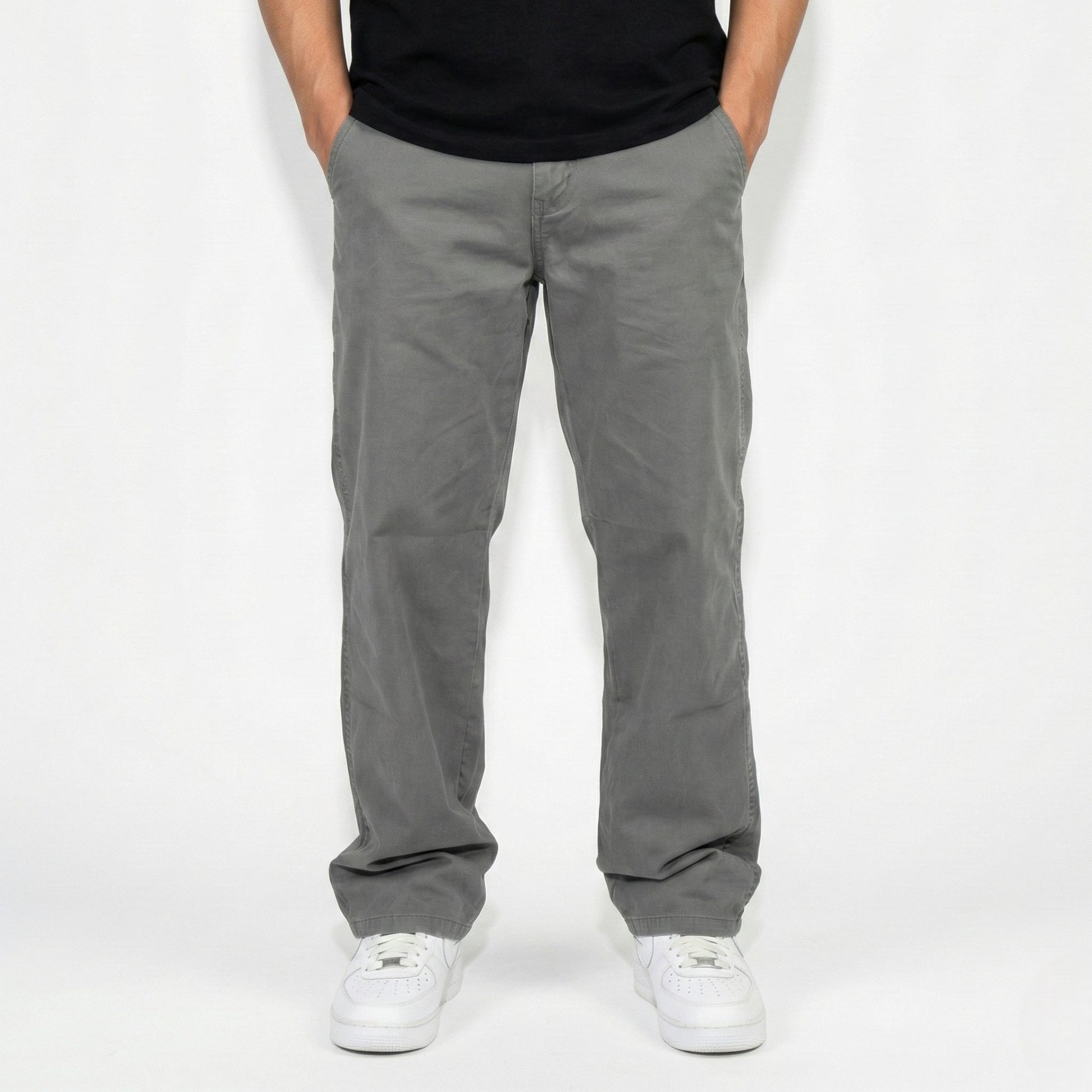 Men's relaxed fit chino trousers elastic waistband breathable cotton blend casual everyday comfort