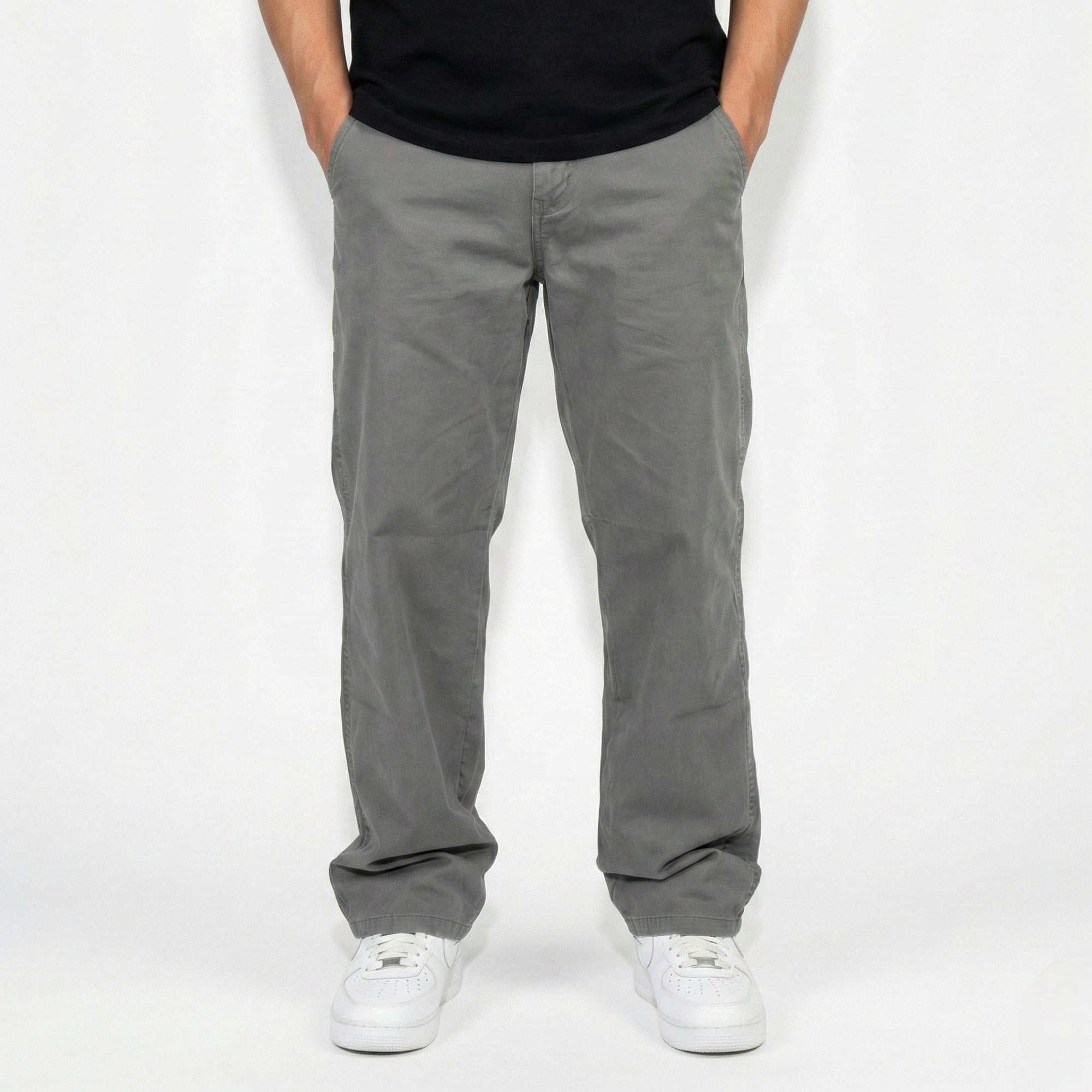 Men's relaxed fit chino trousers elastic waistband breathable cotton blend casual everyday comfort
