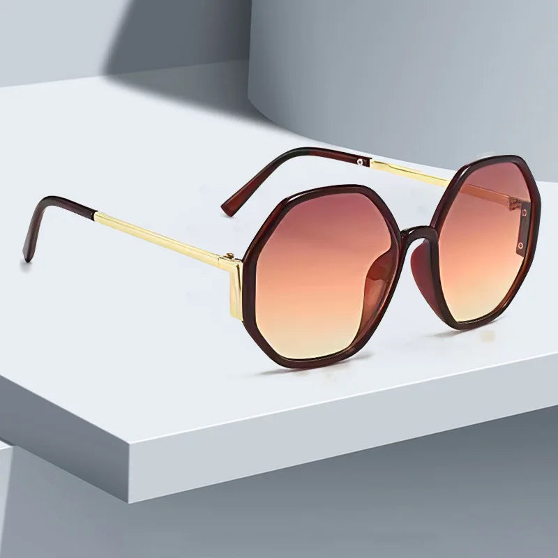 Oversized octagon gradient sunglasses UV400 lenses bold prisma statement frame for style seekers