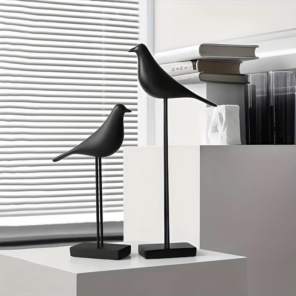Minimalist ceramic bird figurine glossy smooth finish abstract sculpture elegant modern home accent