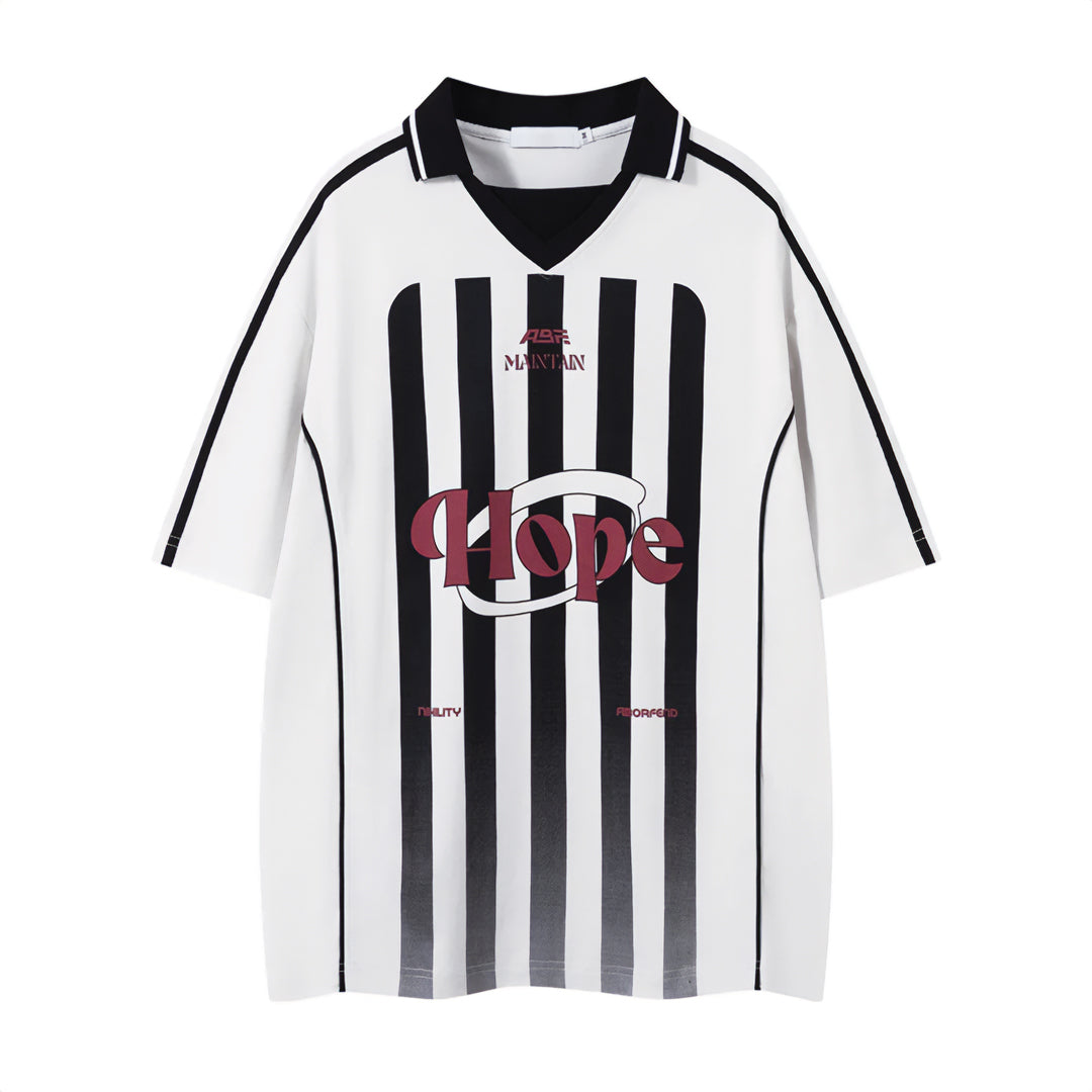 Hope Division drop-shoulder polo jersey graphic optimistic motif relaxed fit athletic white vintage sport