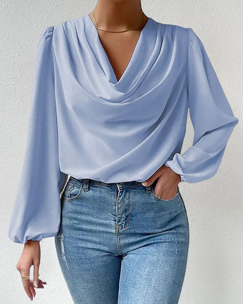 Anjali women's slim-fit long sleeve blouse, versatile office-to-casual tailored top