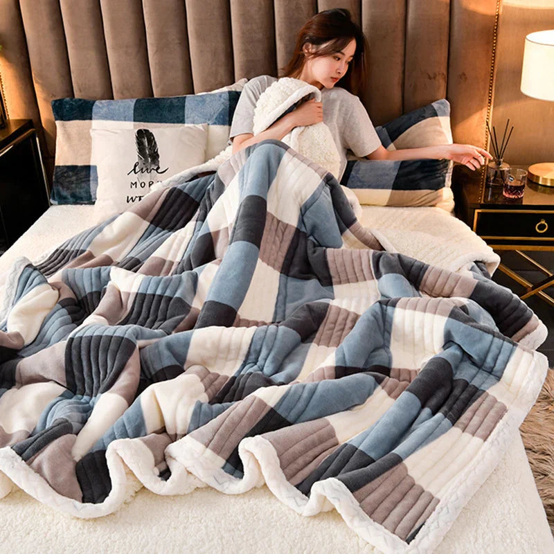 Soft green yellow floral sherpa throw blanket dual-sided reversible ultra-plush cozy sofa wrap