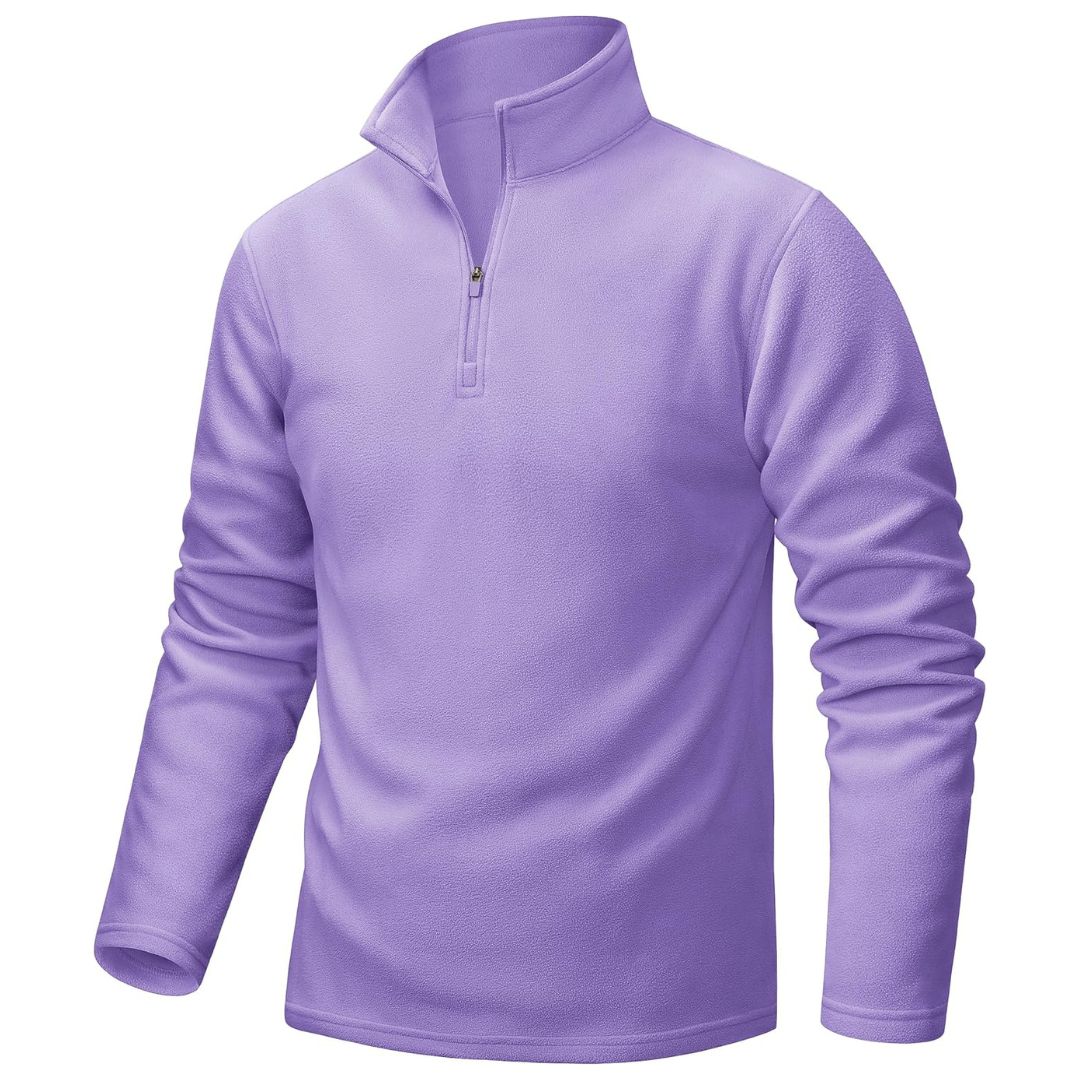 Men's gray UNCW vintage quarter-zip fleece pullover sweatshirt windproof stand collar athletic fit