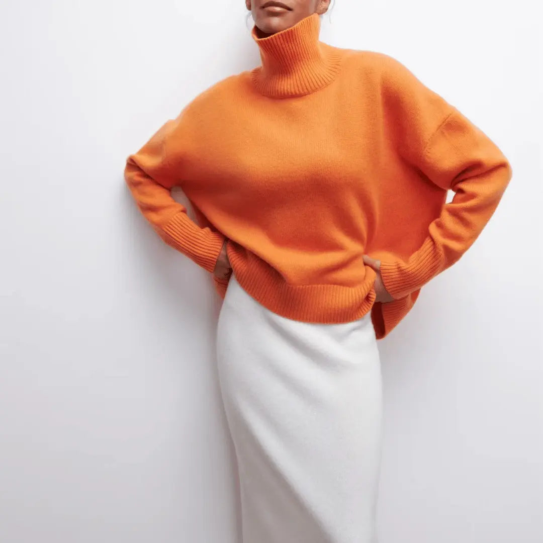 Camélia Picard ivory turtleneck sweater, plush knit with elegant drape for ambitious women