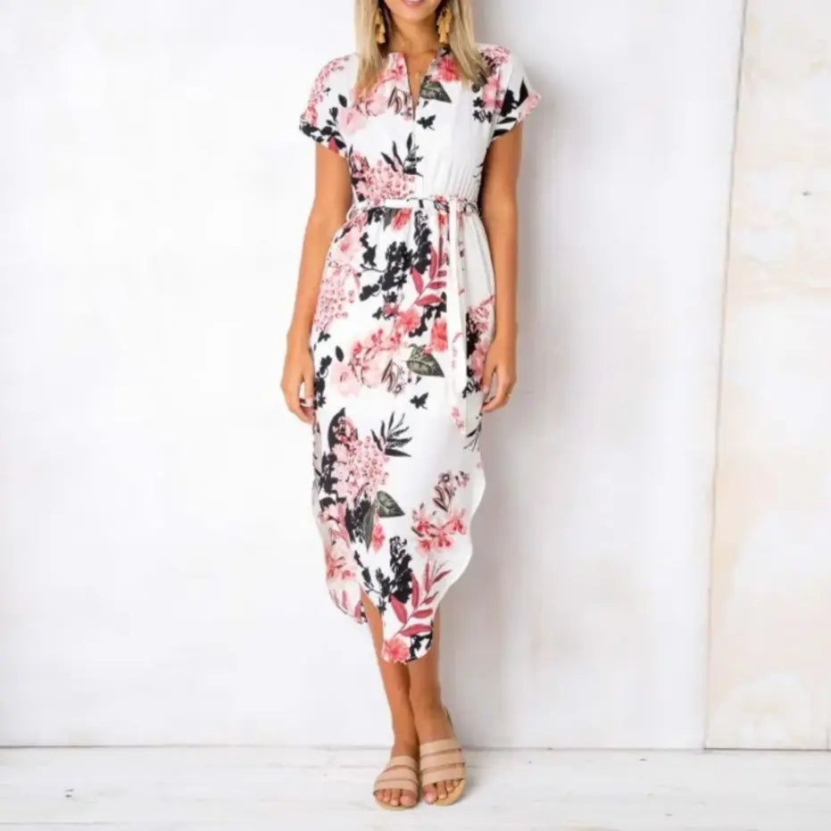 Black floral midi dress for women elegant cut with bold vibrant print and comfortable fit