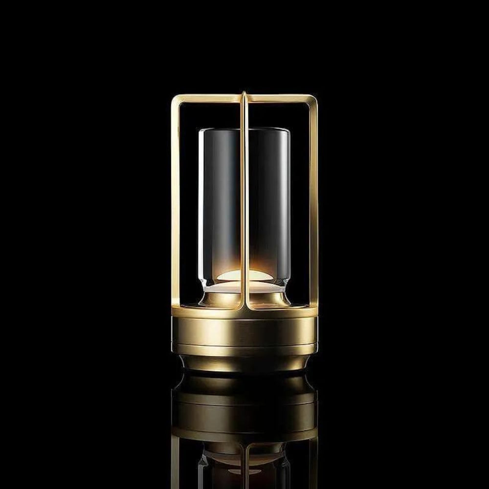 Nordic cordless table lantern metal frame glass casing three-stage touch dimming ambient lighting