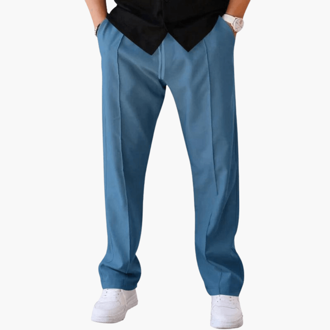 Men's tailored casual pants slim fit, versatile navy dress trousers for office and evening wear
