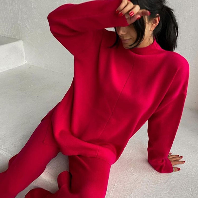 Women's cozy coordinated sweater and pants set soft breathable fabric casual winter loungewear