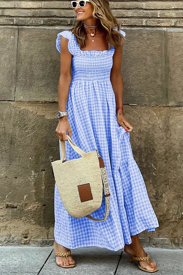 Rosie checked maxi dress women multicolor plaid long silhouette office-to-weekend versatile style