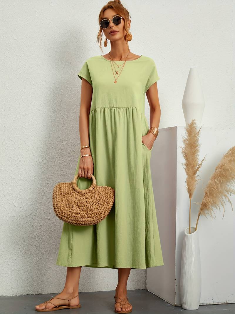 Women's Emily crew neck dress timeless comfort easy care spring summer wardrobe essential